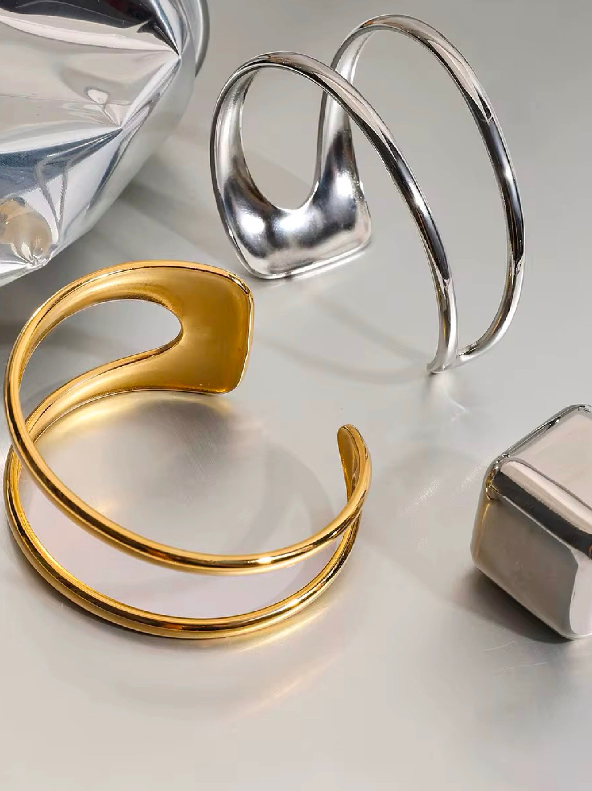 Twin Cuff Bracelet - silver