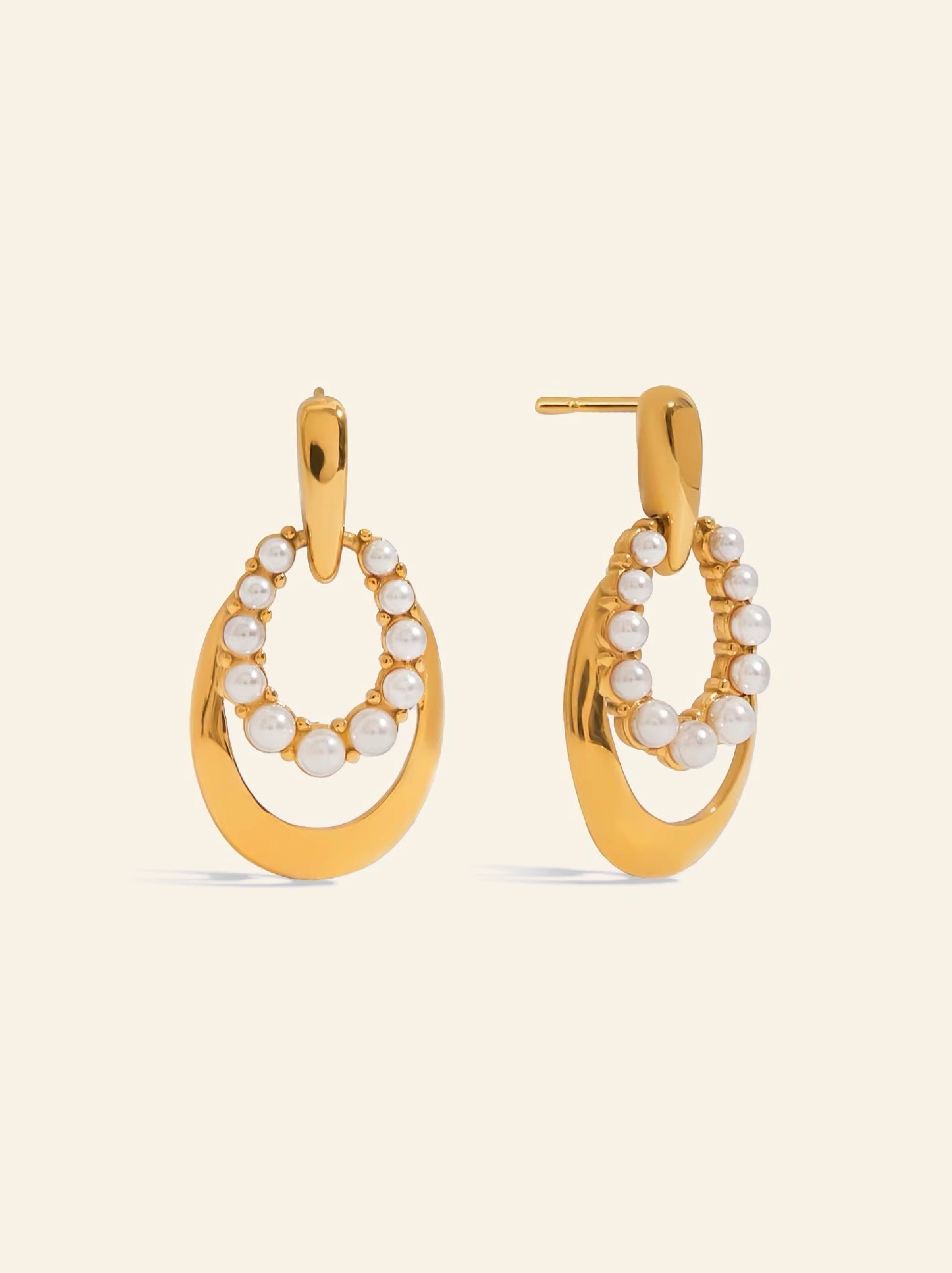 Twin Oval Pearl Earrings