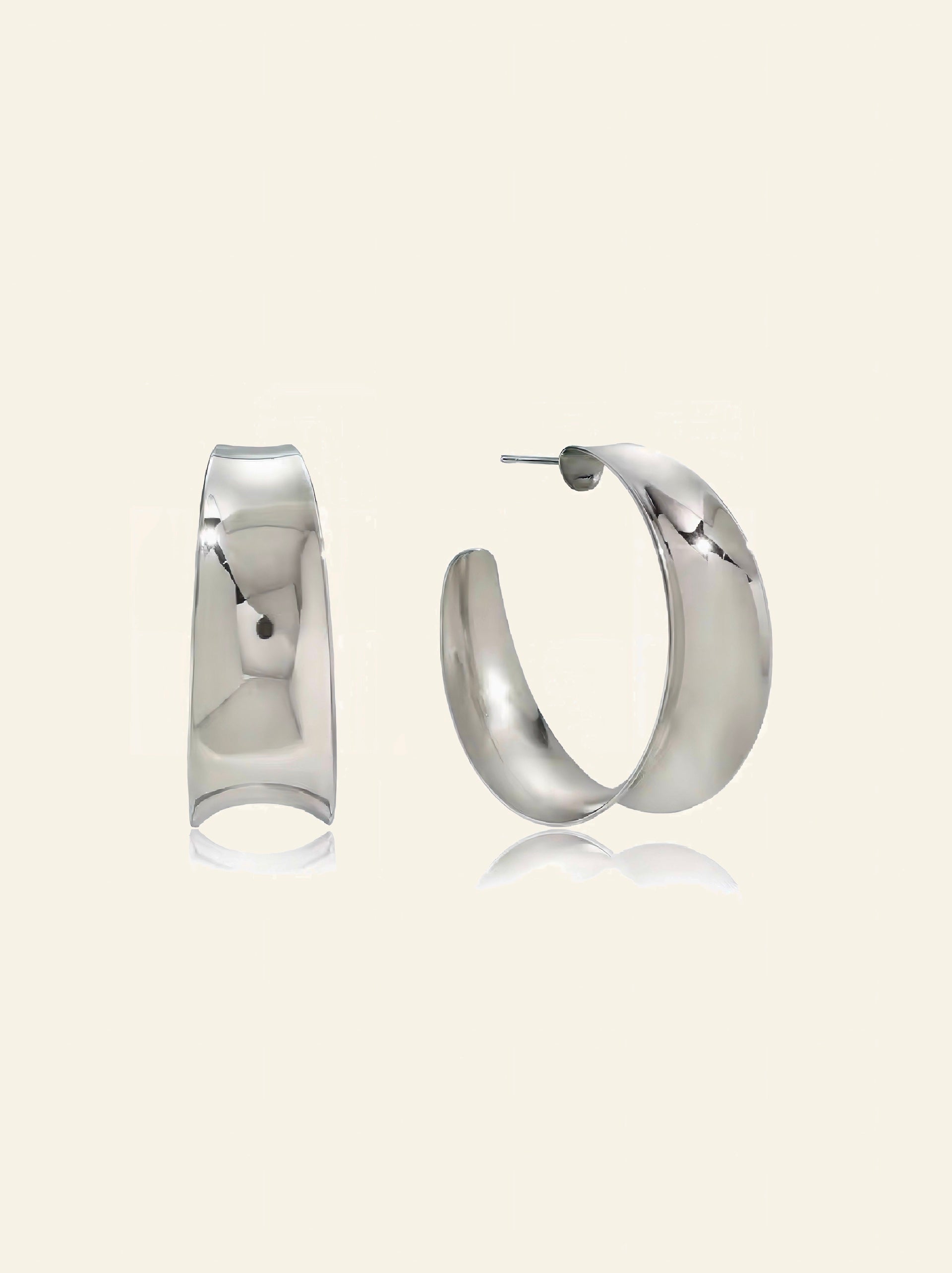 Classic Moon Hoop - Silver