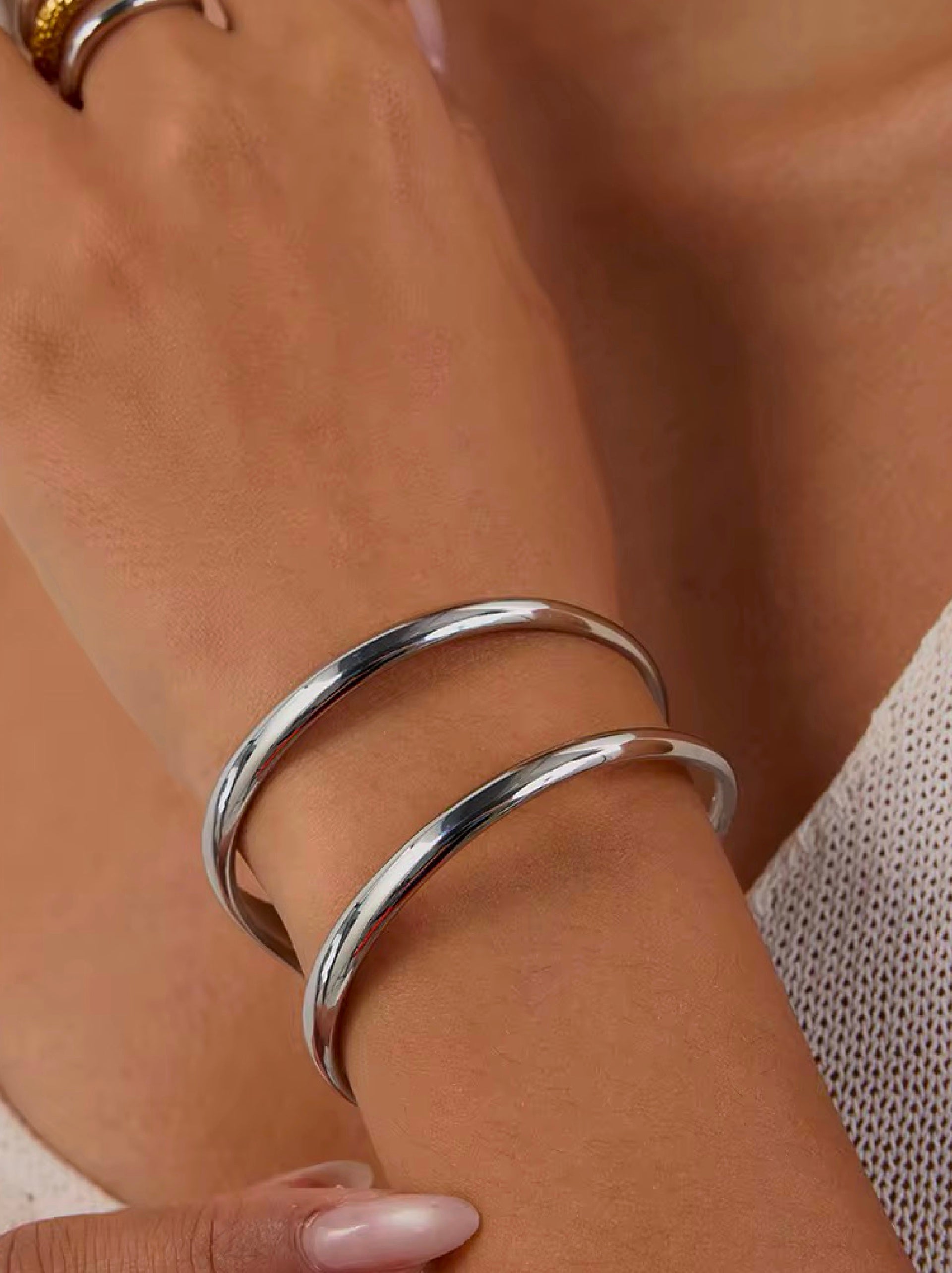 Twin Cuff Bracelet - silver