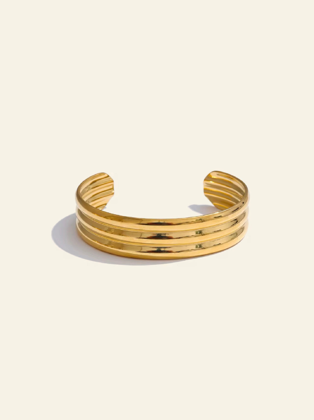 Zula Nile Cuff | 18K Gold Plated Triple Ridge Bangle | Waterproof ...